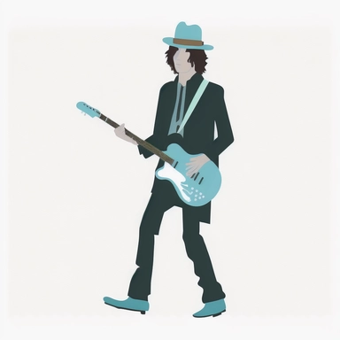 guitar musician, figma vector clipart, light blue
