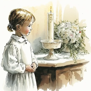 First Communion, watercolor by Thomas W.Schalle, clipart, white background