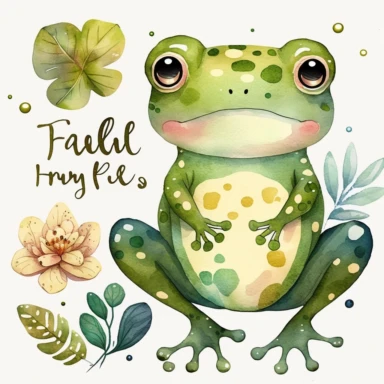 watercolor kawaii frog clipart