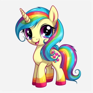 Cute Unicorn, my little pony style, colorful, High Definition, clipart