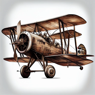 extremely detailed old biplane, clipart, white background