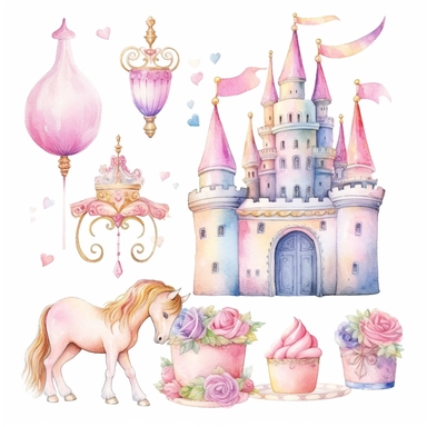 Watercolor illustration clipart set castle, princess, cinderella carriage, tiara, unicorn, hd realistic, no background - <@1098423716465102849> (relaxed) Watercolor illustration clipart birthday cake hd realistic, no background - <@1098423716465102849> (relaxed)