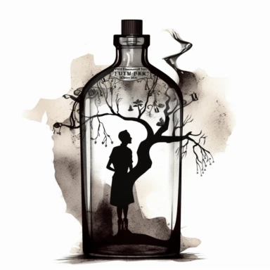 shawn coss silhouette, alcohol bottle clipart, add some color shades, vintage style, old fashion, artwork, white background, 4k, detailed