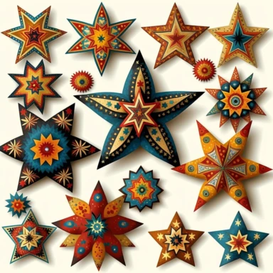 folk art star clipart art