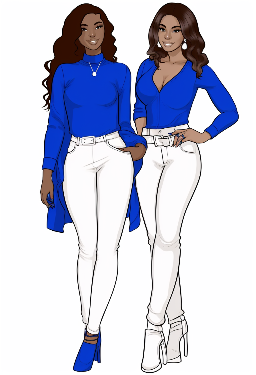 vector illustration of full body detailed melanin beautiful sorority ...