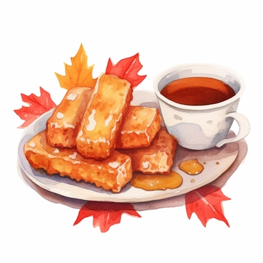hand painted fish fingers clipart for cookbook maple syrup illustration no background