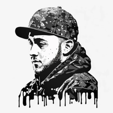 Mac Miller rapper clipart street style graffiti contour white background png