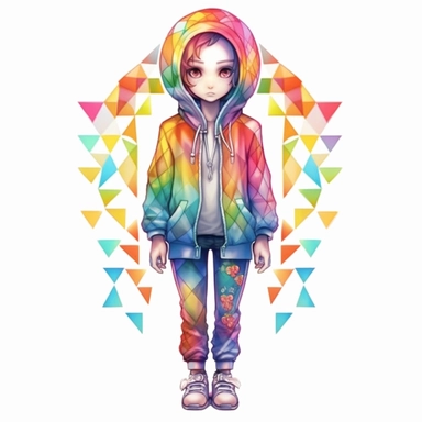full body clipart of man wearing rainbow clothes in Jasmine Becket-Griffith style, logo style, soft colors, clean edges, refined edges, stunning, captivating, contour, isolated white background