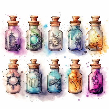 watercolour clip art Harry Potter vial of dreams