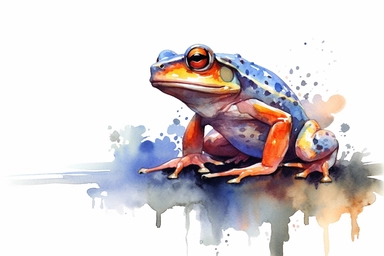 Watercolor, African Bullfrog Amphibian, clipart, hd, on a white background, spaced out