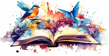 Adorable open watercolour book, magic birds flying out, vivid colours, watercolor clipart, white background, I can’t believe how beautiful this is