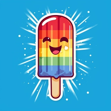 isolated flat clipart on a white background of a cute Fourth of July themed happy cartoon face popsicle throwing up a rainbow with stars on a blue background and red horizontal stripes tshirt design graphic, in the style of daniel f. gerhartz, transcendent, nikon d850, art of burma, captures the essence of nature, in the style of organic forms and patterns, expansive skies, hyper-detailed illustrations, i can't believe how beautiful this is, lively colors
