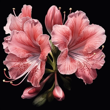watercolor, Azalea, clipart, black background, high resolution, Fine details
