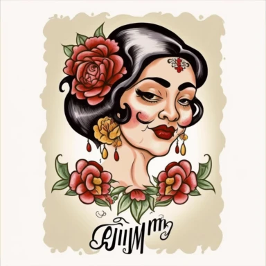 Cute Beautiful Chingona Como Mi Madre Watercolor Clipart,Cartoon,hyper realistic, intricate detail, illustration style,high solution,on the white background