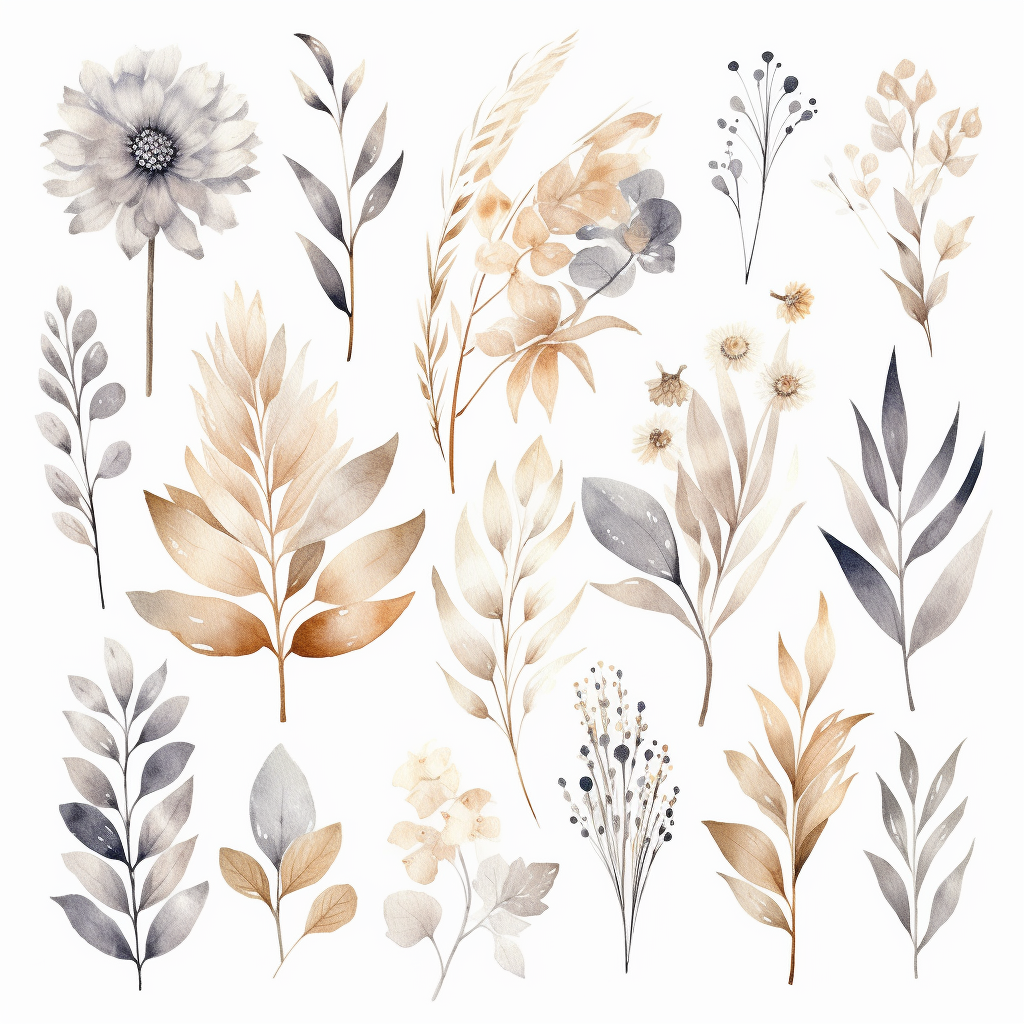 gray flowers cliparts