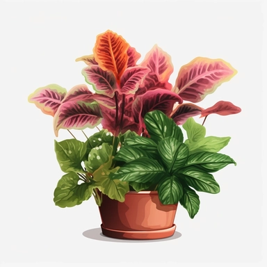 Clipart, vector, potted plant, with transparent background