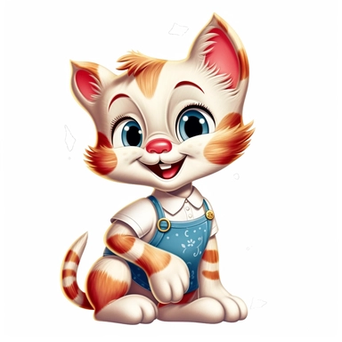 50s style cat, in the style of children's book illustration,high definition, 16k, insanely detailed, fine detail, sharp focus, illustration, isolated clipart white background
