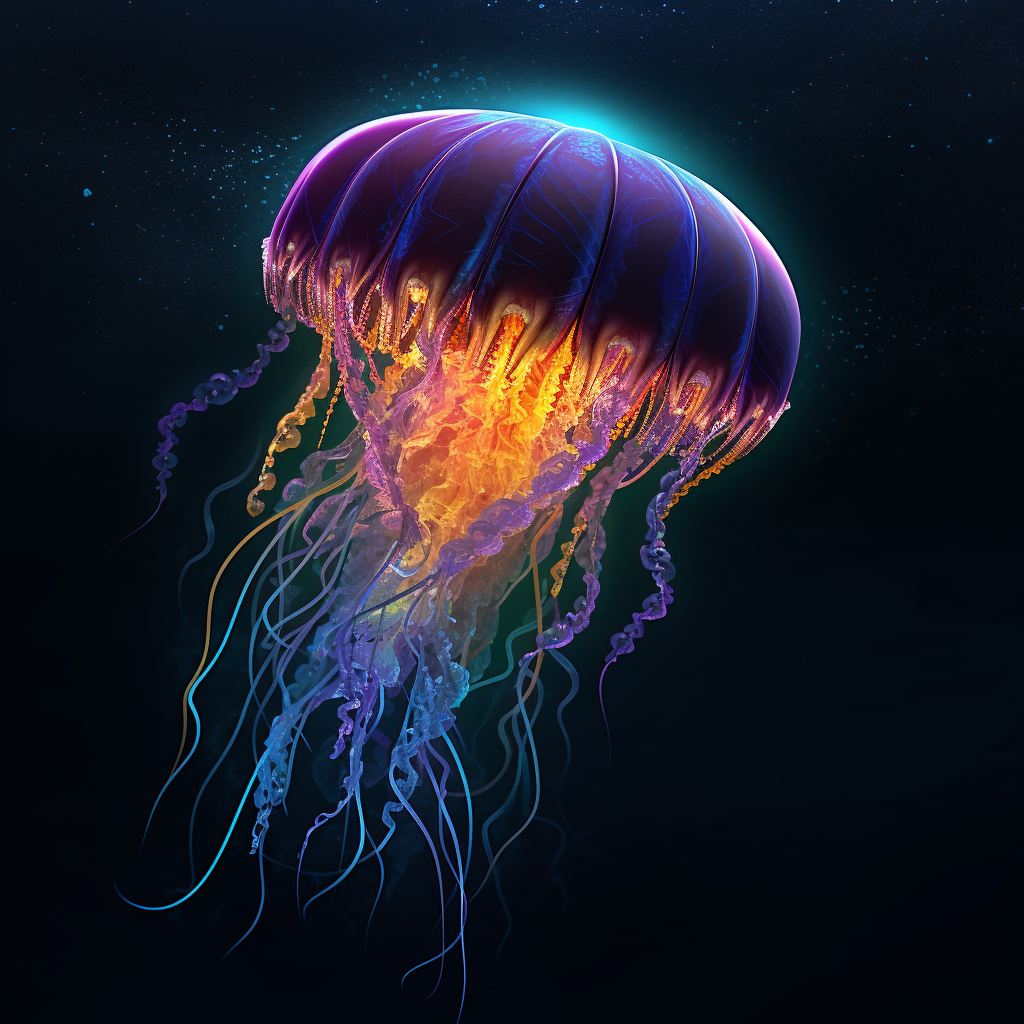 Clipart,A bioluminescent jellyfish illuminating the ocean depths ...