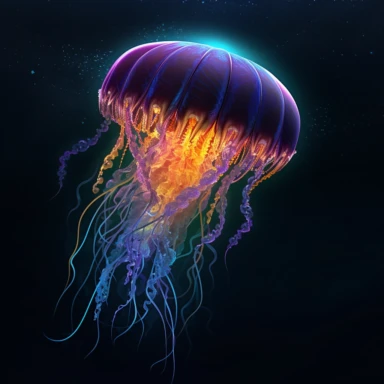 Clipart,A bioluminescent jellyfish illuminating the ocean depths, hyperrealistic, hyper high definition