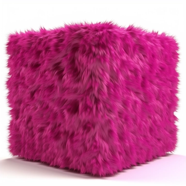 3d furry cube viva magenta, clipart, white background