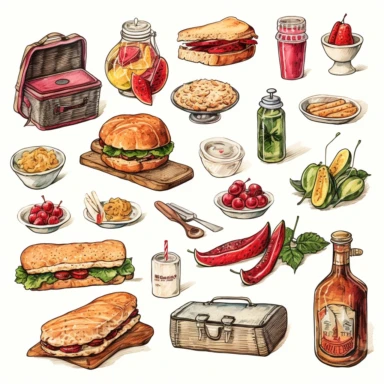 picnic food icons and illustrations clipart
