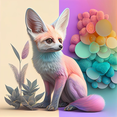 energizing colorful Fennec Fox clipart art and craft design clip art, simple, cute, happy, art, crafty, pattern, psychedelic , groovy , hi-res contrast