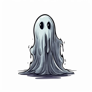 halloween spooky ghost cute clipart, in the style of tim burton, background is only white