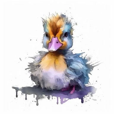 an adorable Duck in the style of watercolour clipart with detailed brush strokes