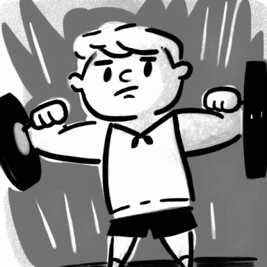 monochrome clipart. Teenage modern boy lifts weights. it's hard for him.