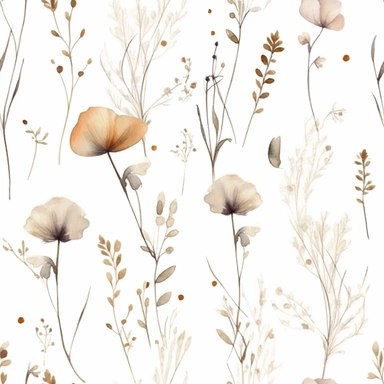 A watercolor Wild Flower Clipart FRAME, neutral colors, the flowers are positioned and oriented in different directions, creating a pattern ,the stems of the flowers are positioned and oriented in different directions with respect to each other, flowers are separated one from the other, Boho Minimalist, extremely 4k quality, by Daniprint Etsy store