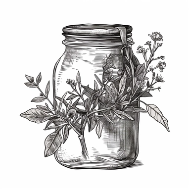 herb salve, minimal lines,vintage, minimalism, black and white, clipart