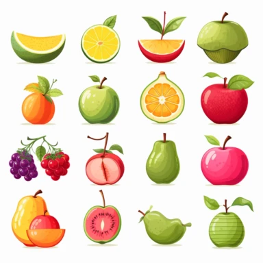 fruit icons and illustrations clipart