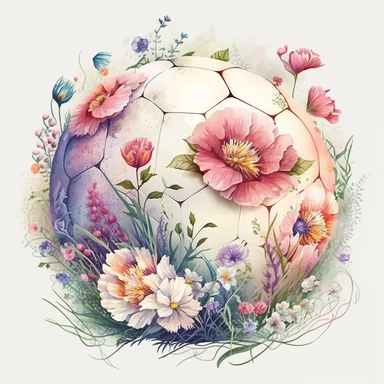 beautiful watercolour pastel fairy flower beautiful detailed beautiful football, Clipart style, transparent background