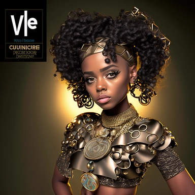 award winning photography of neon future branded high fashion and accessories, clipart style of african american betty boop in full standing portrait with smooth brown skin no blemish, with hazel colored eyes pretty long eyelashes, wearing gold hoop earrings, wearing a really cute style r&b hip hop style outfit, 8k polished focused photography, detailed intricate unreal engine 5 bright top lighting in style of lisa frank charlie bowater and rus trans
