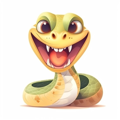fantasy happy cute cobra face, cartoon, clipart, mascot, isolated on white background