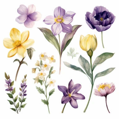 flowers, birthflower January, watercolor Clipart, isolated white background, 8k