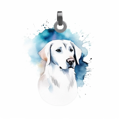 Watercolor dog tag clipart, white isolated background, space out, hd