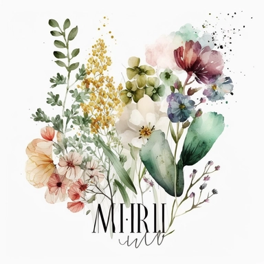 april wild flowers, watercolor, white background, feminine, clipart