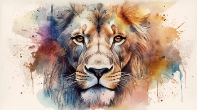 Design: The graphic created in a vector watercolor style, blending the ethereal and dreamy qualities of watercolor with the clean lines and versatility of vectors. The lion is depicted in a whimsical and enchanting manner, evoking a sense of magic and wonder. Own unique charm and personality, is portrayed with delicate and intricate details, showcasing the beauty and mystique of the natural world. Color Palette: The color palette is soft and pastel, inspired by the gentle hues found in watercolo