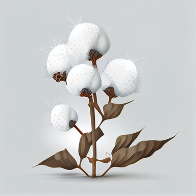 clipart, vector, white cotton ball plant stems, on white background, extreme detail, photo realistic, 8k