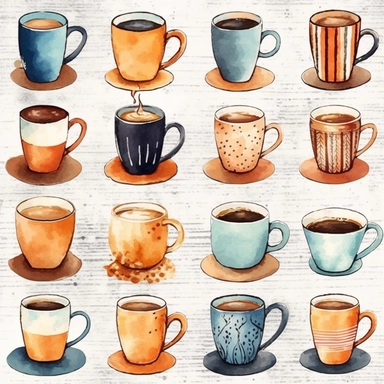 coffee cup and mug Clipart - 13 High Quality JPGs - Digital Download - Card Making, Mixed Media, Digital Paper Craft