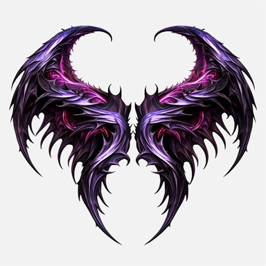 ultra realistic, black and purple demon wings, clipart