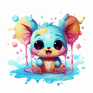 Stitch, Chibi and Kawaii Style, clipart, colorful splash, splash background
