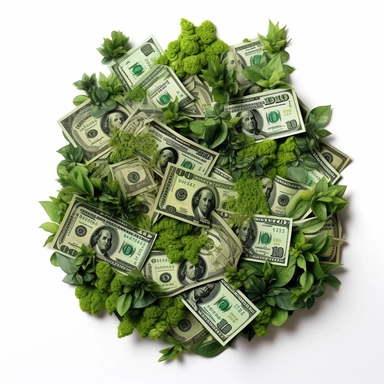 dollars, green colour palette, clipart, isolated on white background