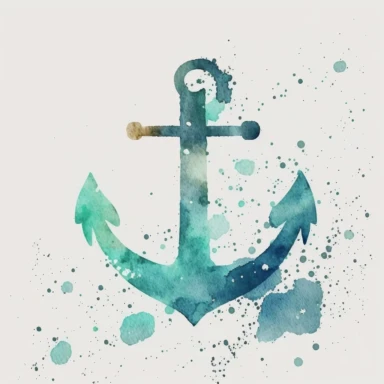 watercolor clipart of an anchor , cute cartoon nautical, watercolor, watercolor paper texture, no background. clear simple shapes.Adorable. High quality