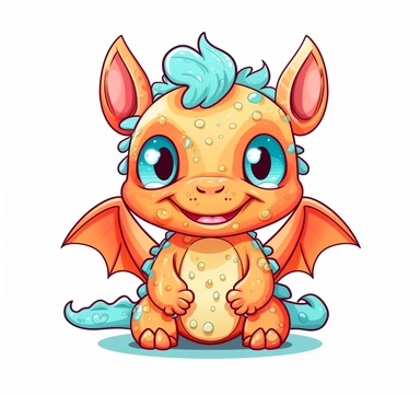 dragon mr dragon print svg clipart, dragon kawaii clipart, cute dragon clipart, in the style of light red and beige, hyperbolic expression, characterized animals, orange and aquamarine, squiggly line style, toy-like proportions, shiny eyes