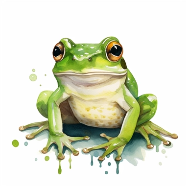 a Watercolor Green Frog Clipart