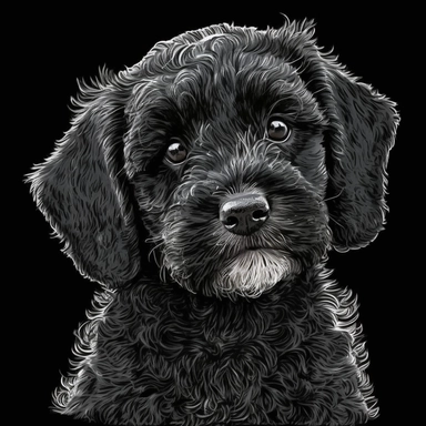 dog miniature schnoodle black cute long droopy ears open mouth clipart