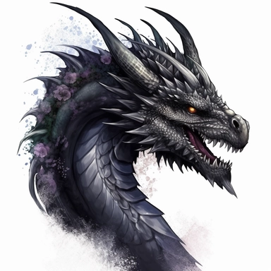 fearsome dragon clipart, on white background, no shadow, no overlapping, only head and neck, gothic fearless dark