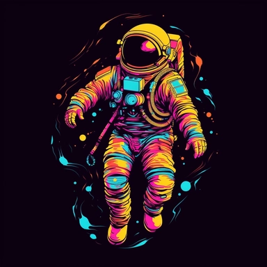 astronaut full body, Clipart Design, black background, vector illustration, flat vector, rounded forms, vibrant colors, colorful, Figma, dribbble, Adobe Illustrator